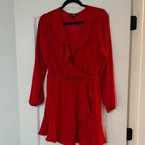 Express Red Long Sleeve Dress